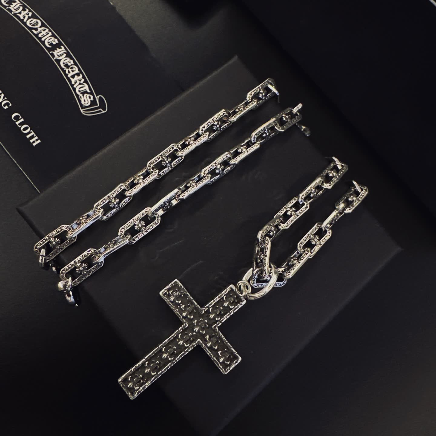 Chrome Hearts Silver Cross Pendant Necklace